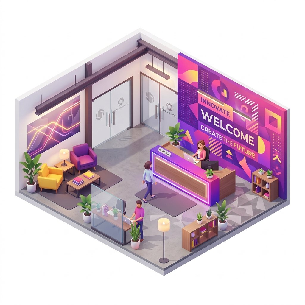 Office Interior Branding Vector